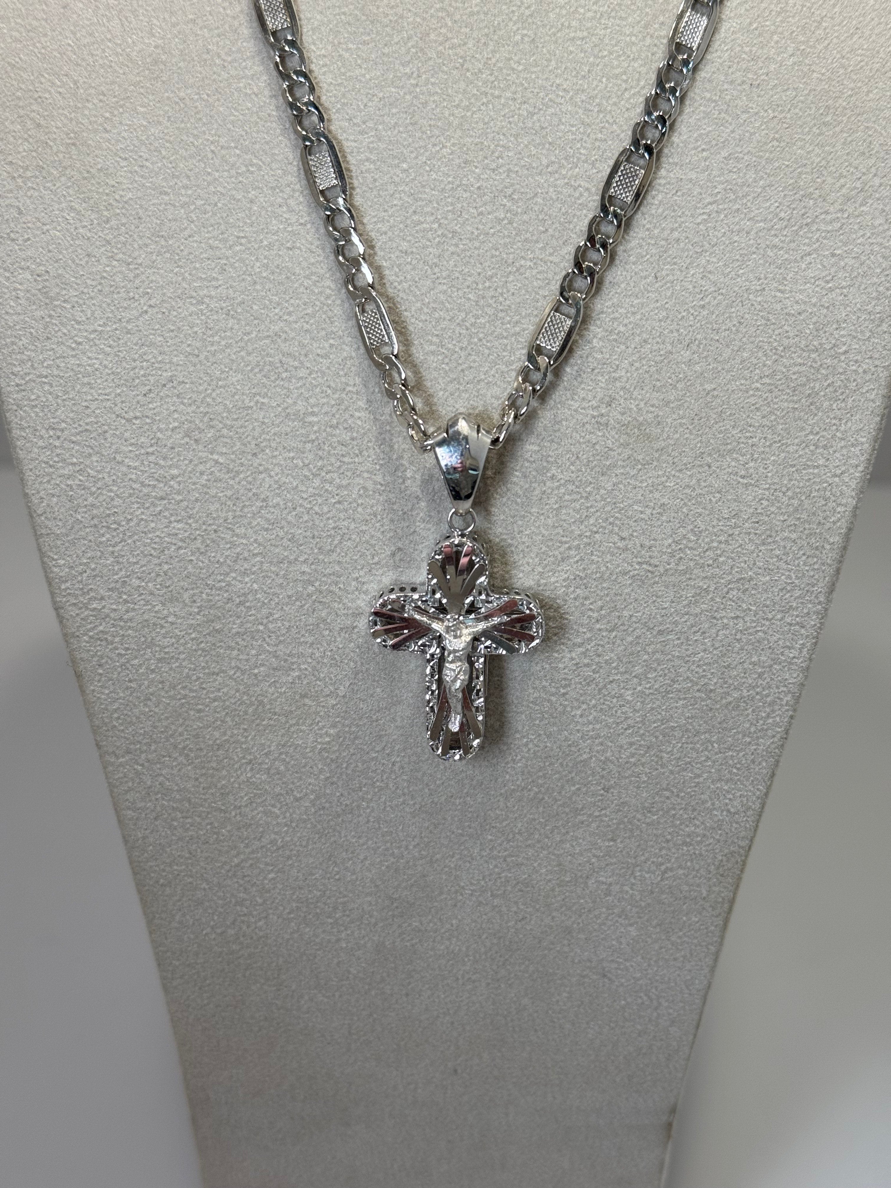 Collana con Croce in Oro Bianco 18KT