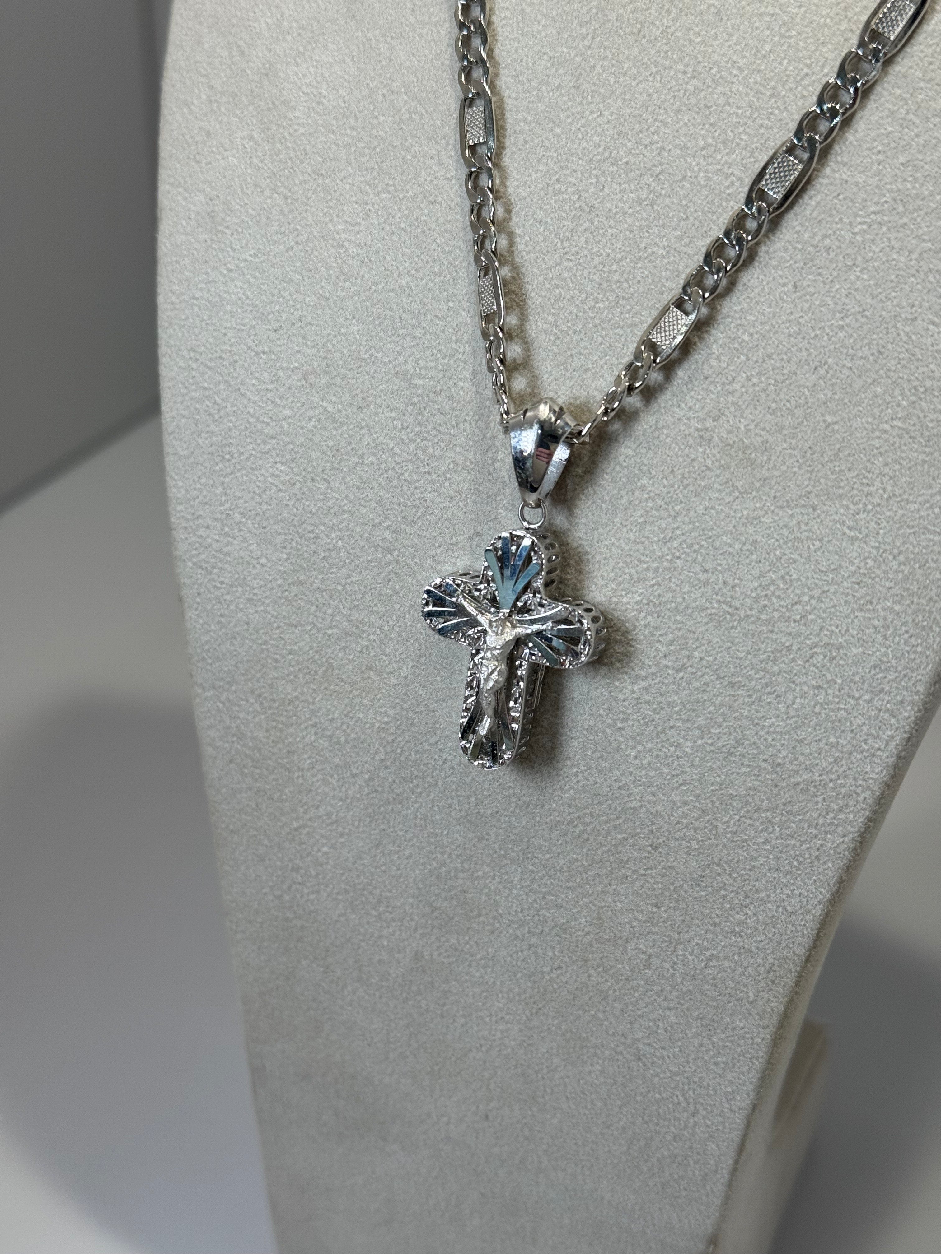 Collana con Croce in Oro Bianco 18KT
