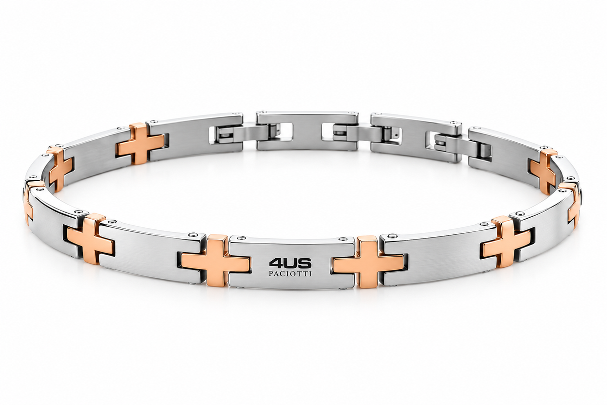 Bracciale da Uomo in Acciaio e pvd Oro Rosa 4US Paciotti 4US 4UBR7948