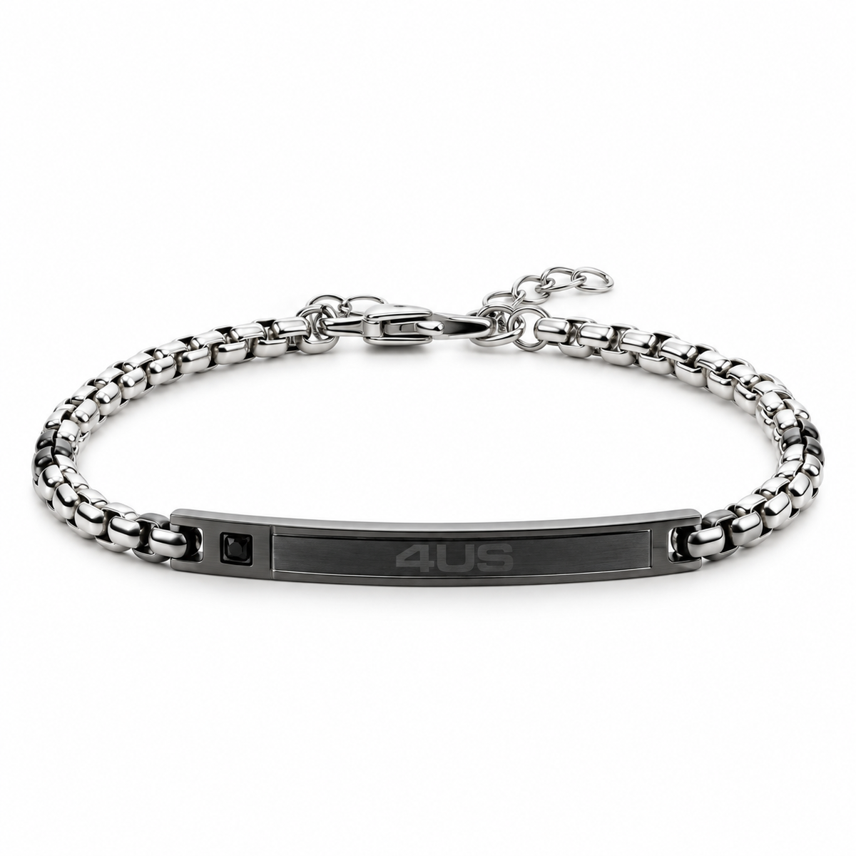 Bracciale da Uomo in Acciaio con targhetta pvd Nero 4US Paciotti 4US 4UBR8646