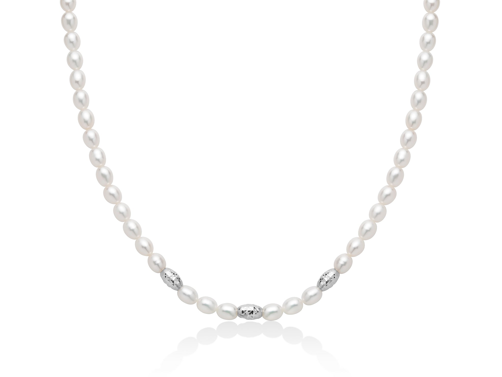 Collana Miluna Pepite di Perle 5-5,5 con Tre Elementi in Argento Diamantato MIL PCL6653B