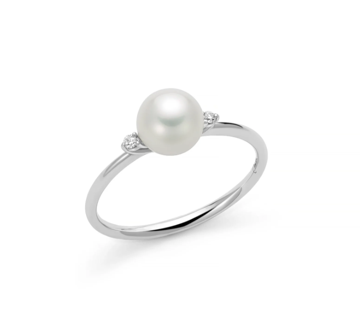 Anello da Donna con Perla Oriente in oro Bianco 9Kt e Diamanti Miluna MIL PLI1687X