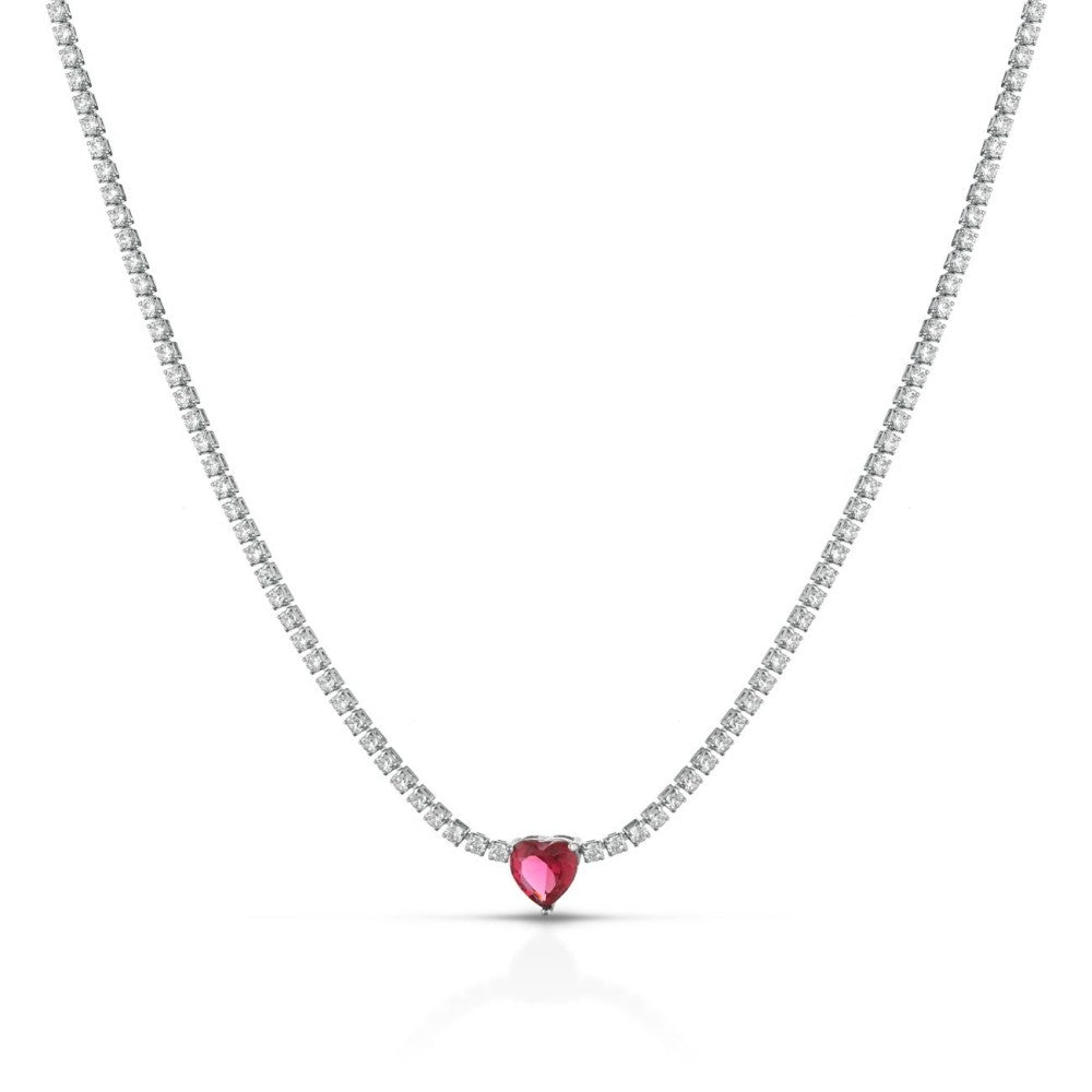 Choker Aurora Tennis con Cuore in Argento 925 TIZ DROP 60