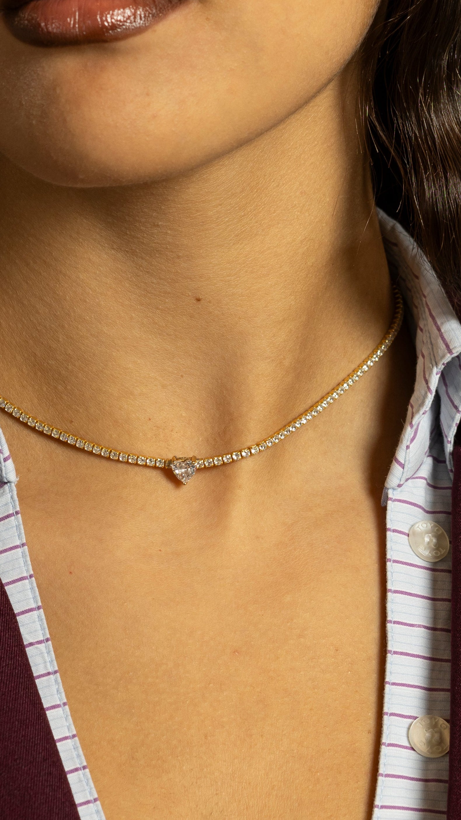 Choker Aurora Tennis con Cuore in Argento 925 TIZ DROP 60