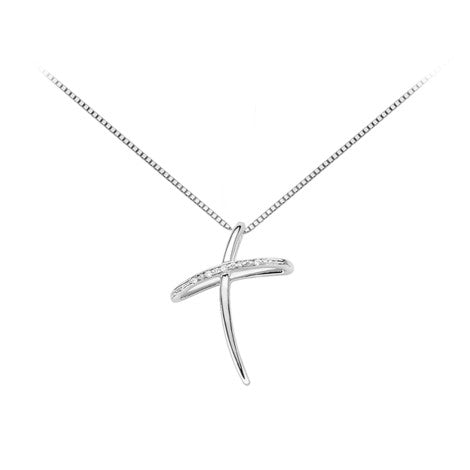 Collana da Donna con Croce in Oro Bianco e Diamanti ct0,01 Donna Oro