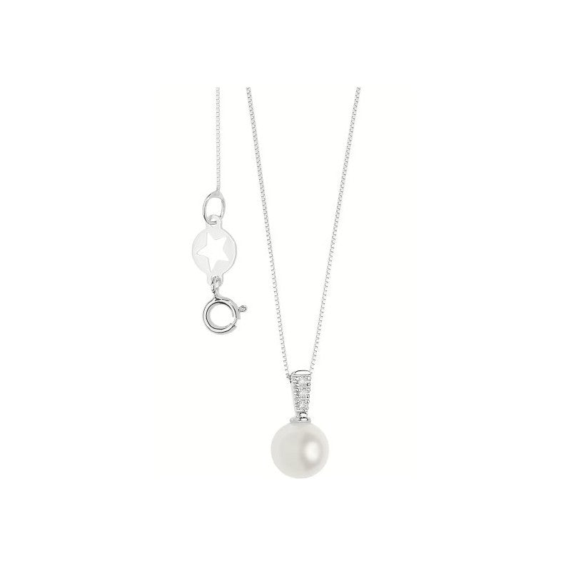 Collana da Donna con Perla e Diamanti in Oro Bianco Comete COM GLP 623