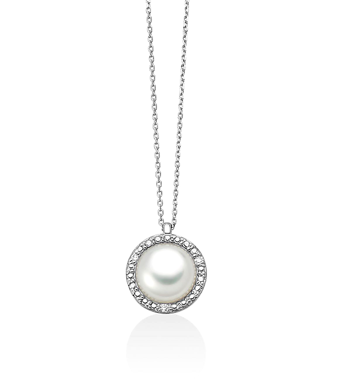 Collana da Donna con Perla e Diamanti in Oro Bianco 9Kt Miluna MIL PCL6742X
