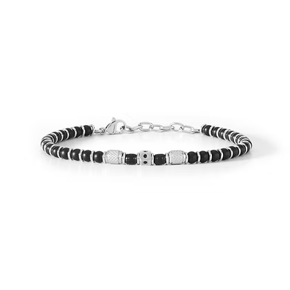 Bracciale da Uomo in acciaio onice nero e zirconi neri Comete COM UBR885