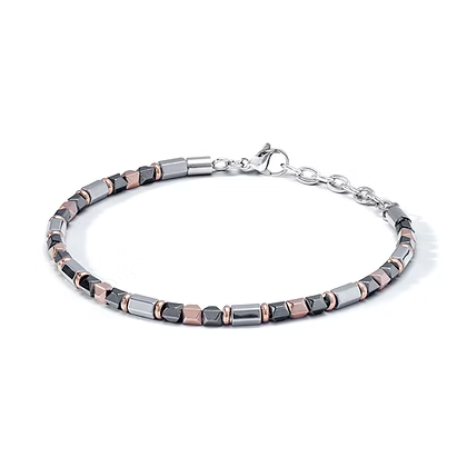 Bracciale da Uomo in Acciaio con PVD Rosa ed Ematite Comete COM UBR1148