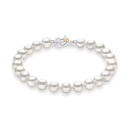 Damenarmband mit Perlen und diamantierter Kugel aus 375er Gold Comete COM KBRQ260B