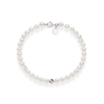 Bracciale da Donna con Perle e Sfera Decorata in Oro 375 Comete COM KBRQ262B