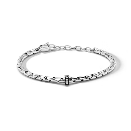 Bracciale da Uomo in Acciaio con PVD nero e zirconi bianchi Comete COM UBR1349