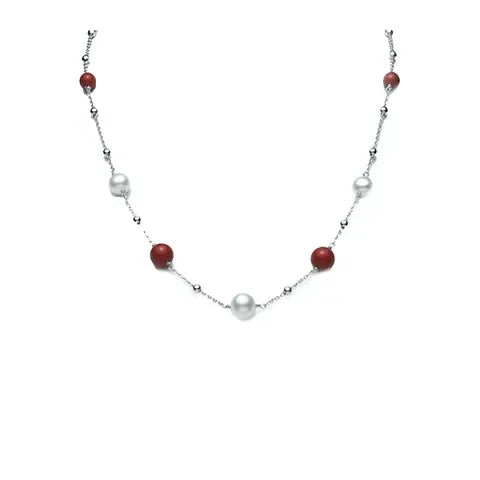Collana da Donna Miluna Terra e Mare corallo rosso e perle PCL5828