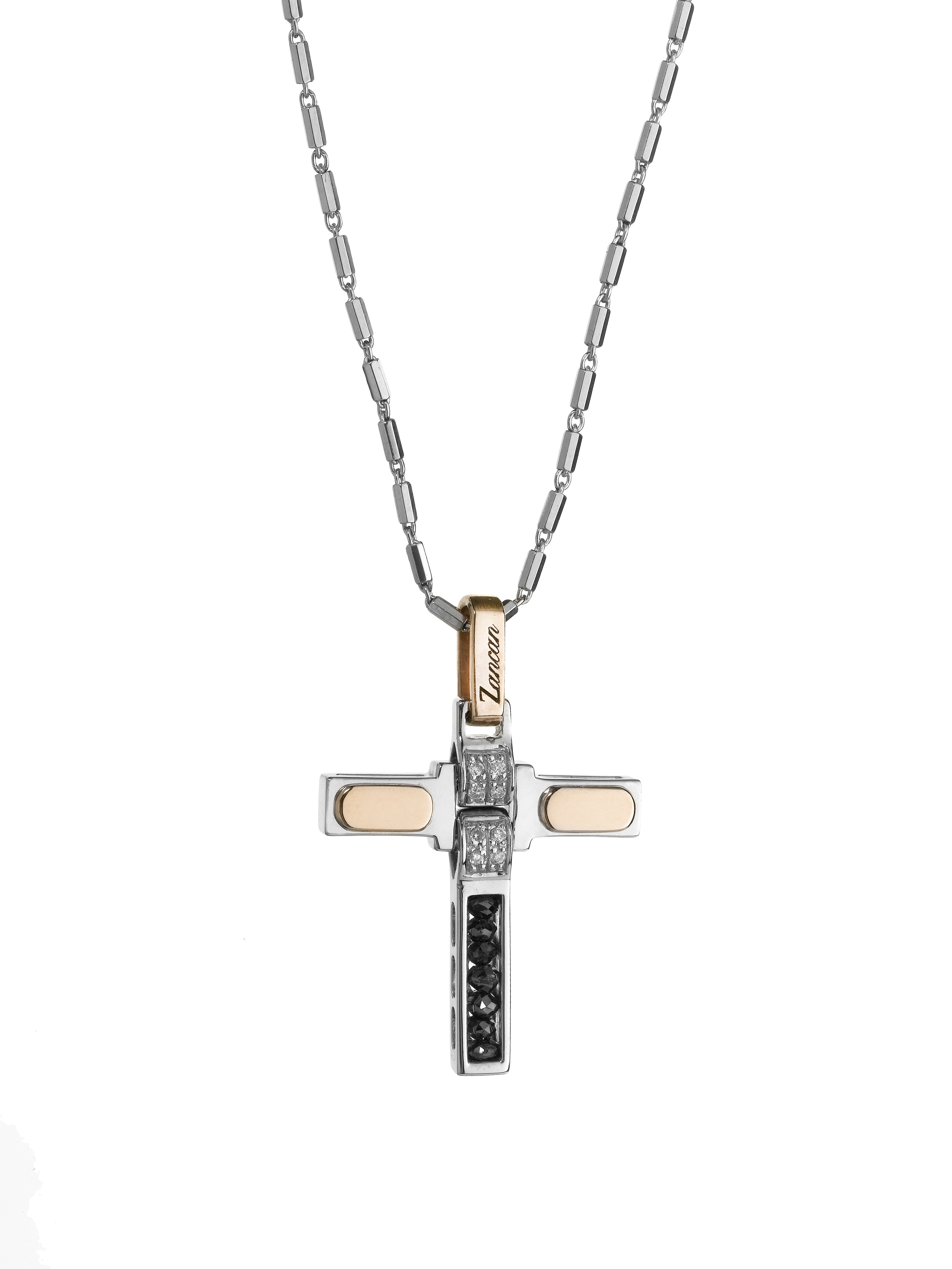 Croce da Uomo Zancan Oro Bianco Ct 0.04 - ZAN EC253RB