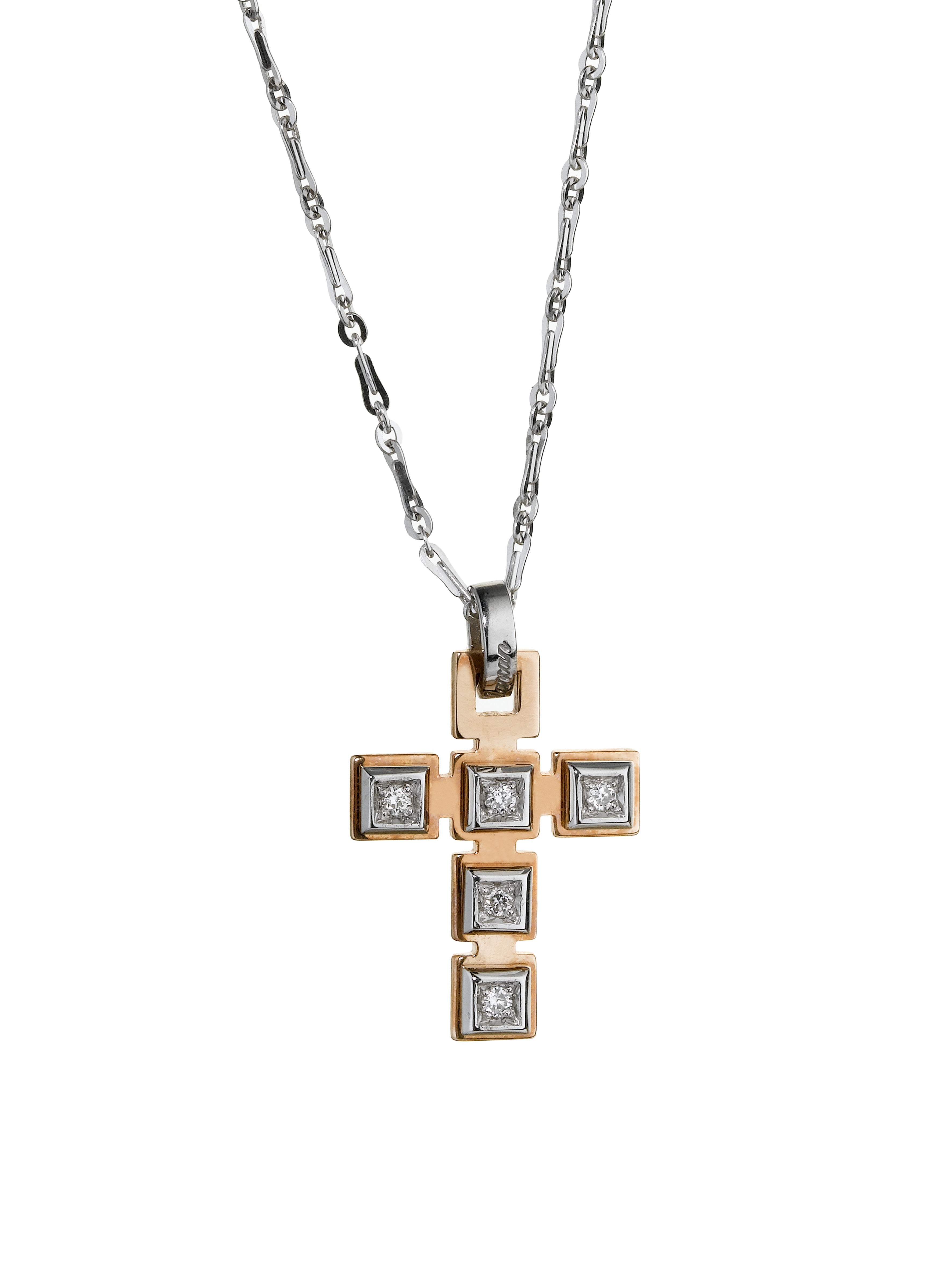 Croce da Uomo Zancan Oro Bianco Ct 0.07 - ZAN EC311BR