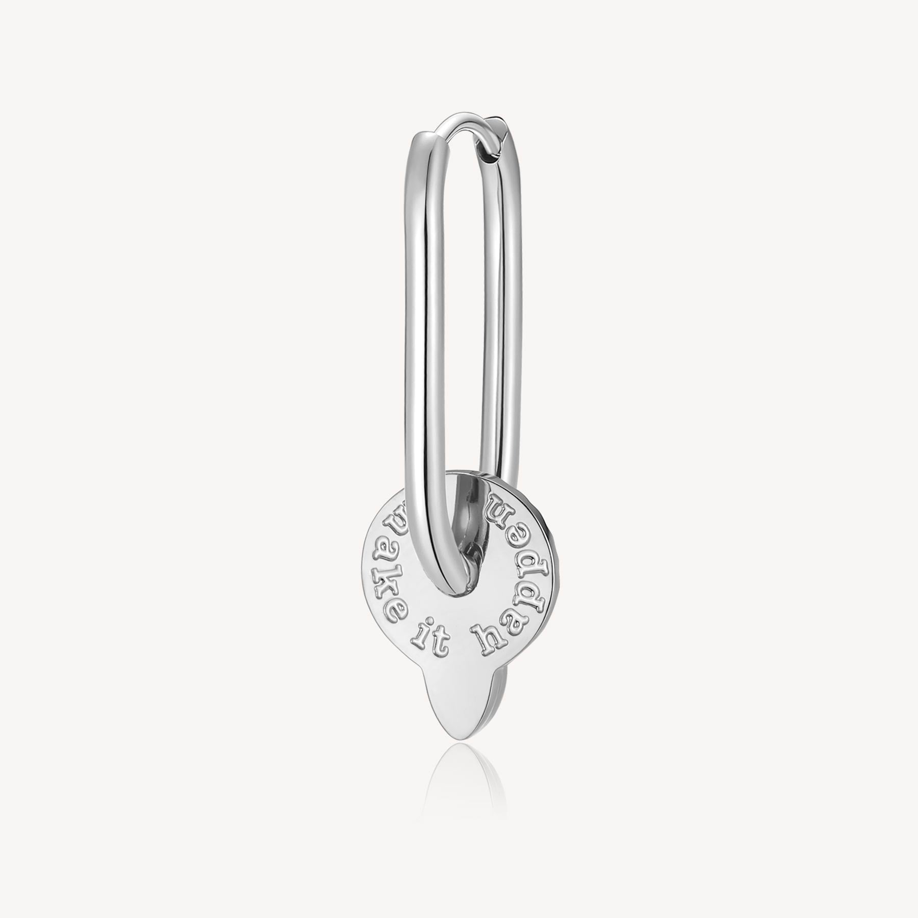 Orecchino Singolo Brosway CHAKRA In Acciaio 316L E Cristallo - Rettangolare Con Incisione, Ipoallergenico, Regalo Donna, Confezione Originale