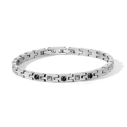 Bracciale da Uomo in Acciaio, Zirconi neri Comete COM UBR1316