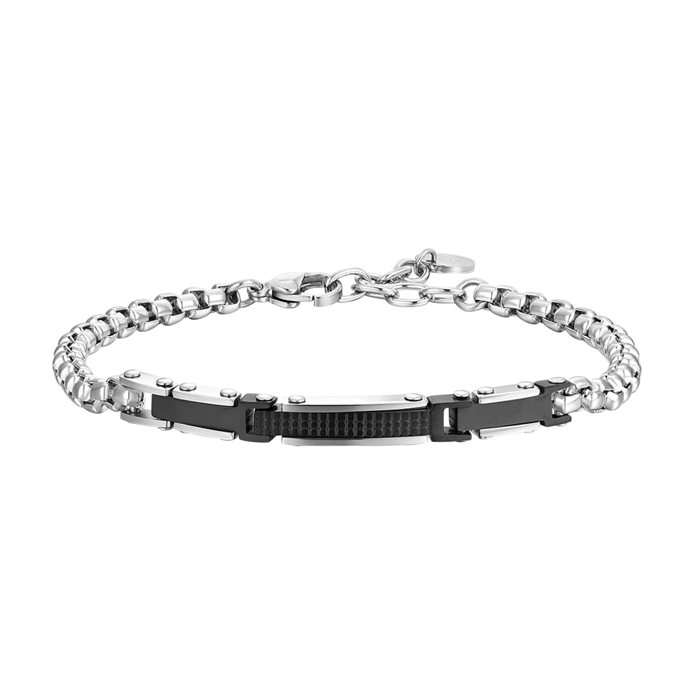 BRACCIALE UOMO IN ACCIAIO ED ELEMENTI IN ACCIAIO BLACK LB BA1774