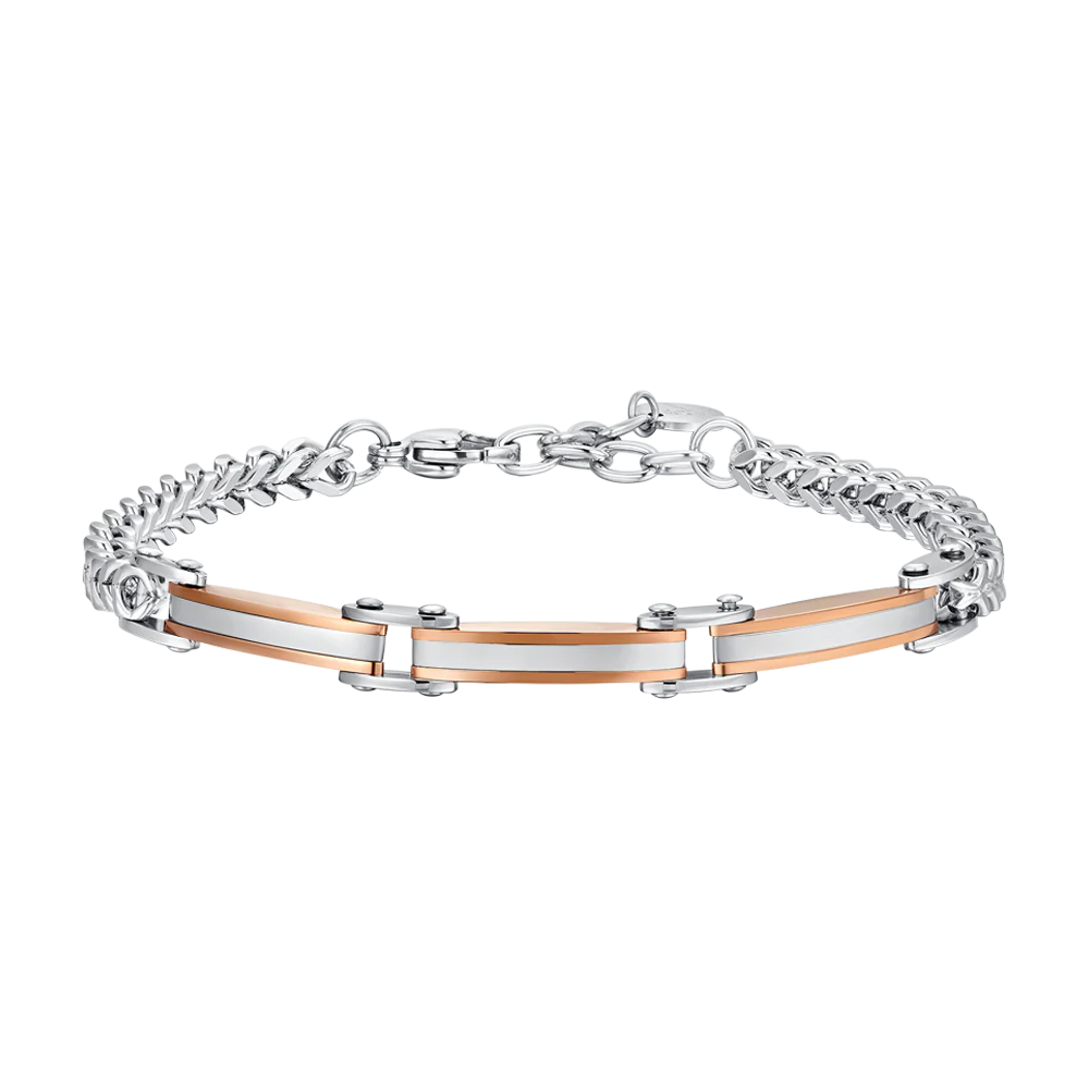 BRACCIALE UOMO IN ACCIAIO ELEMENTI IN ACCIAIO IN ROSE GOLD LUCA BARRA LB BA1775