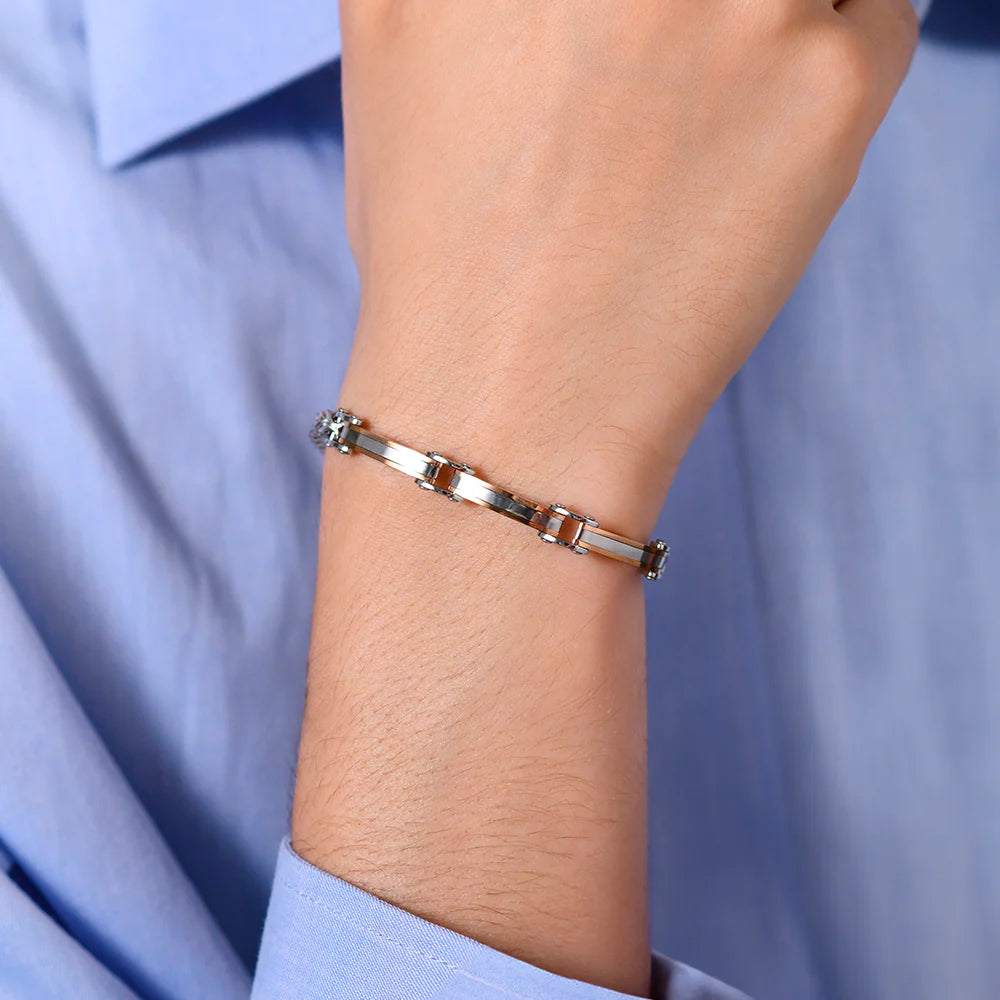 BRACCIALE UOMO IN ACCIAIO ELEMENTI IN ACCIAIO IN ROSE GOLD LUCA BARRA LB BA1775