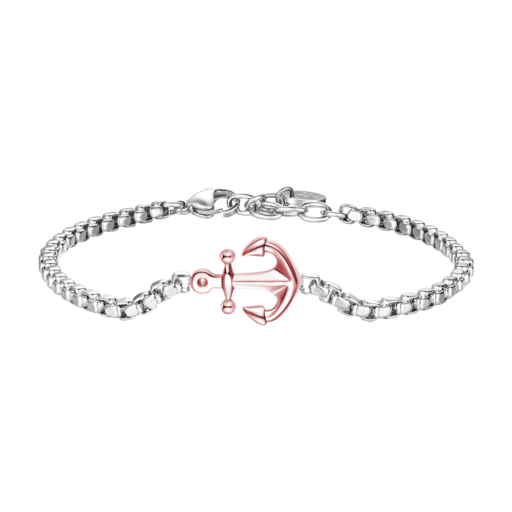BRACCIALE UOMO IN ACCIAIO CON ANCORA ROSE LUCA BARRA LB BA1828