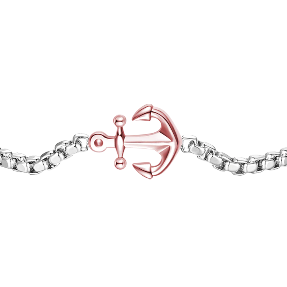 BRACCIALE UOMO IN ACCIAIO CON ANCORA ROSE LUCA BARRA LB BA1828