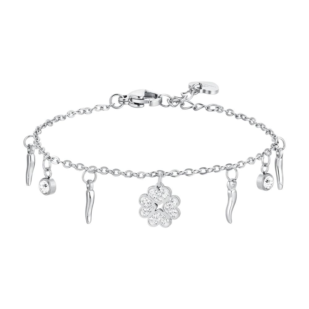 BRACCIALE DONNA IN ACCIAIO QUADRIFGOLIO E CORNI LUCA BARRA LB BK2691