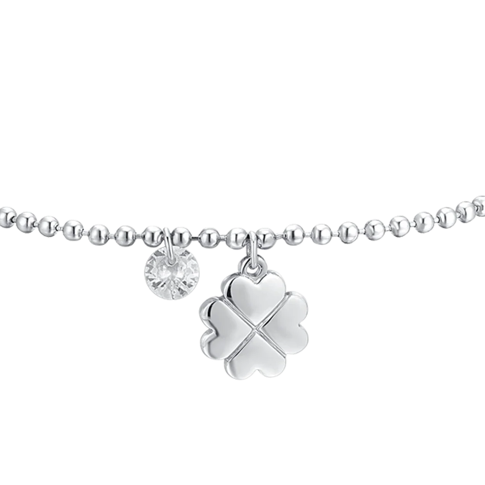 BRACCIALE DONNA IN ACCIAIO QUADRIFOGLIO E ZIRCONE LUCA BARRA LB BK2726