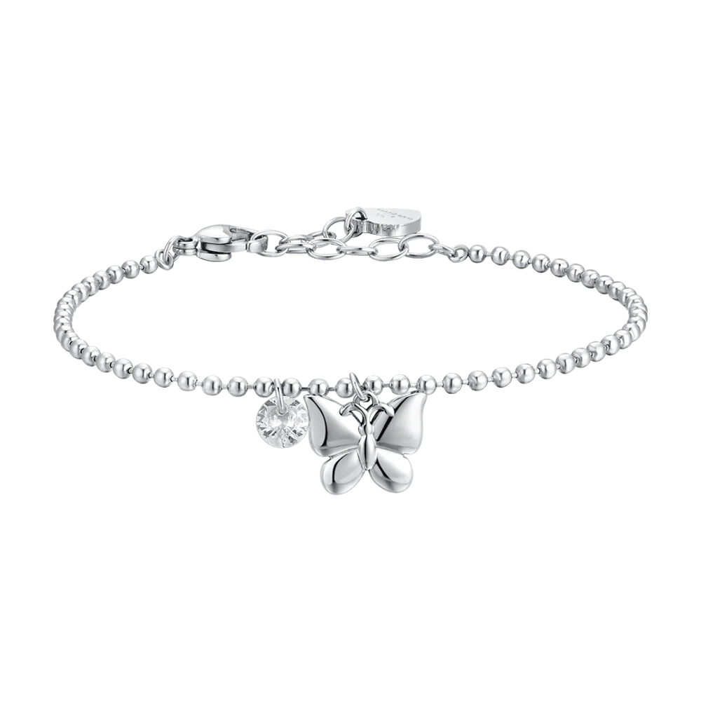 BRACCIALE DONNA IN ACCIAIO FARFALLA E ZIRCONE LUCA BARRA LB BK2727