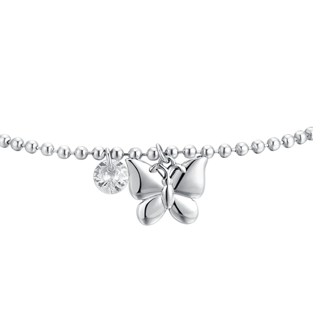 BRACCIALE DONNA IN ACCIAIO FARFALLA E ZIRCONE LUCA BARRA LB BK2727