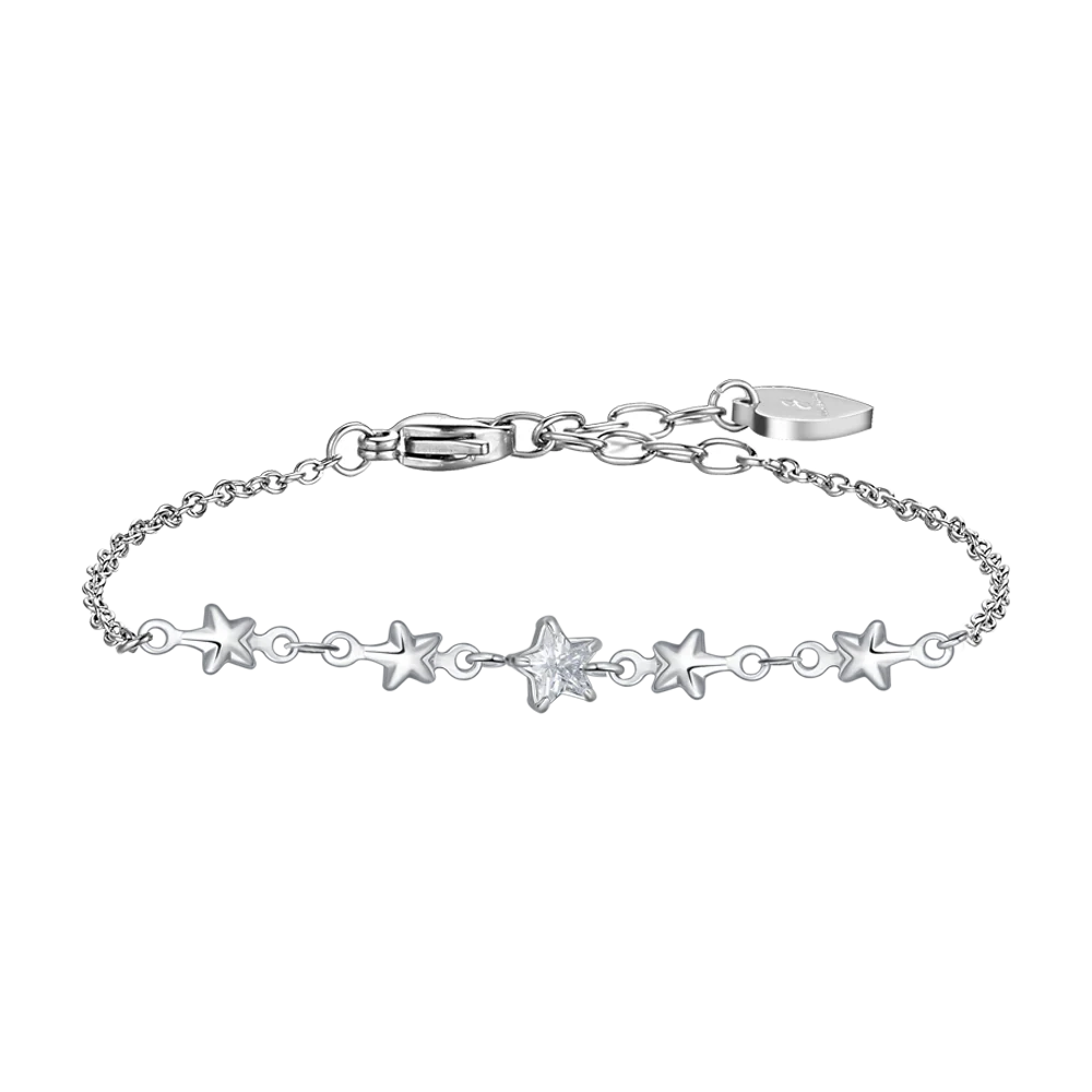 BRACCIALE DONNA CON STELLE E ZIRCONI BIANCHI LUCA BARRA LB  BK2749