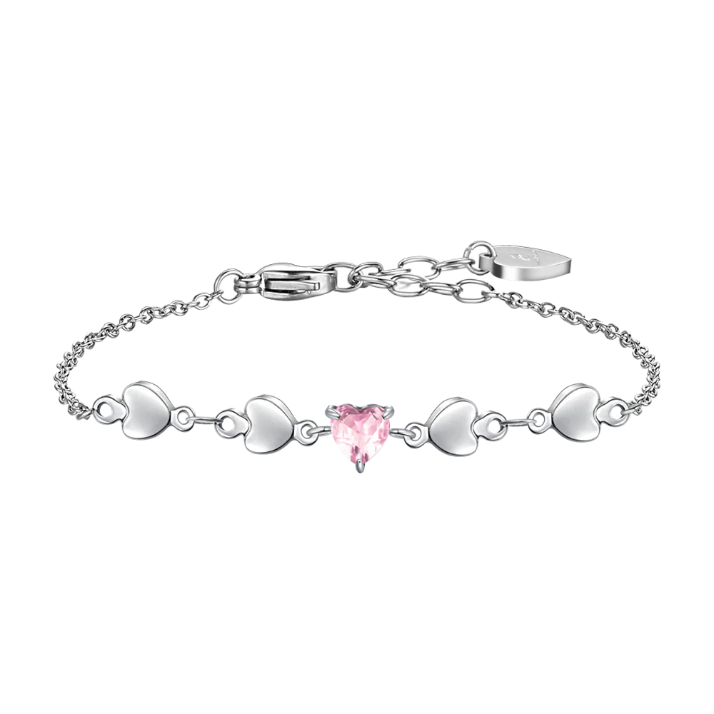 BRACCIALE DONNA IN ACCIAIO CON CUORI E ZIRCONI EOSA Luca Barra LB BK2750
