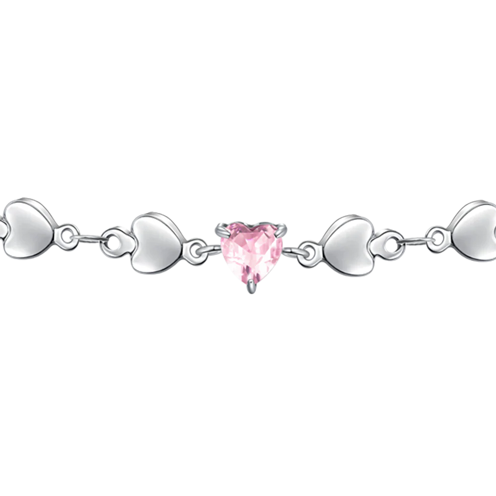BRACCIALE DONNA IN ACCIAIO CON CUORI E ZIRCONI EOSA Luca Barra LB BK2750