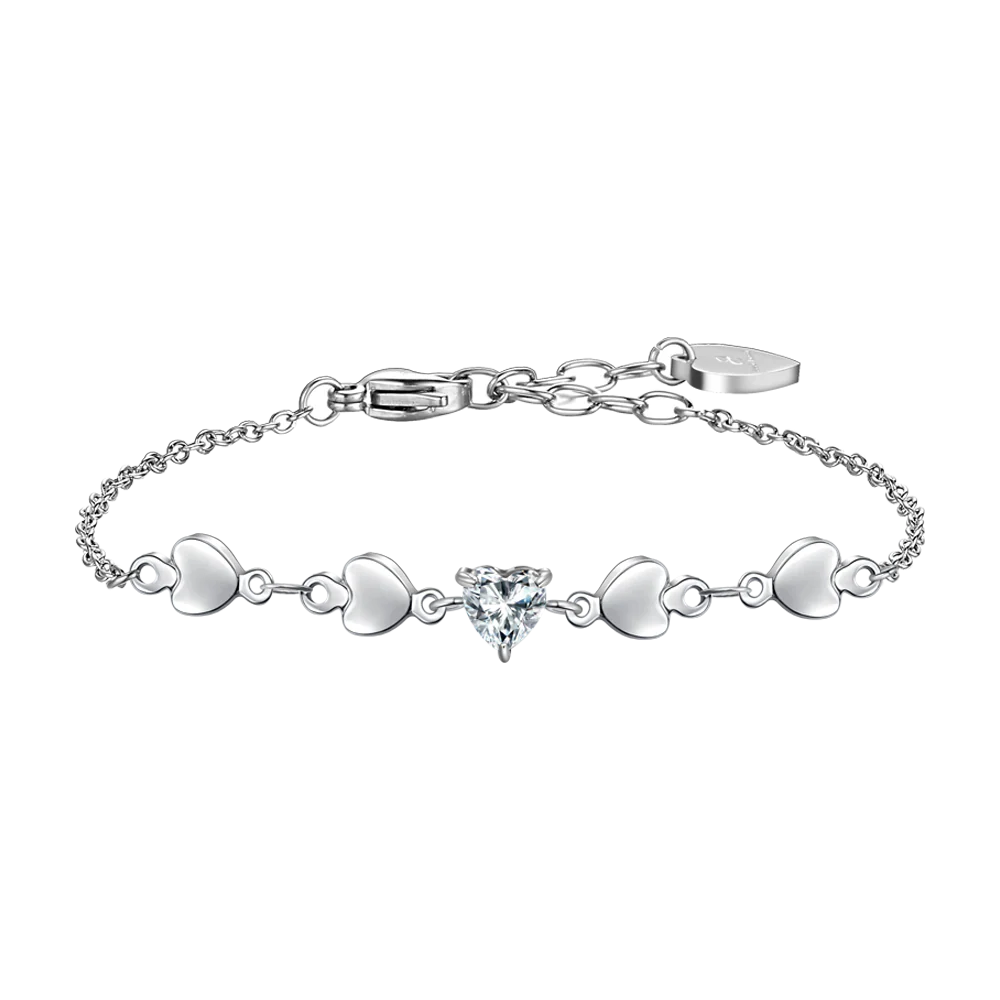 BRACCIALE DONNA IN ACCIAIO CON CUORI E ZIRCONI BIANCHI Luca Barra LB BK2751