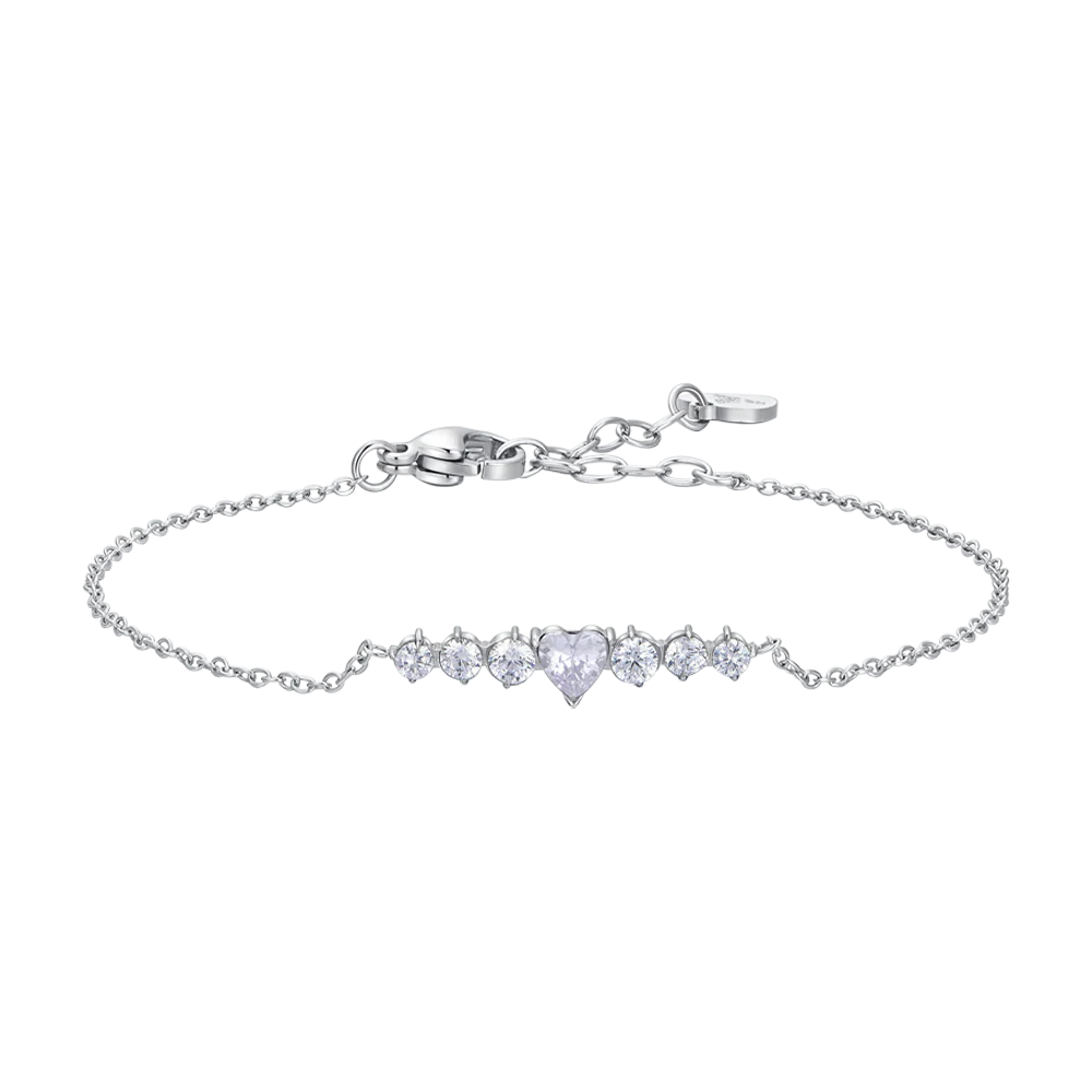 BRACCIALE DONNA IN ACCIAIO CON CUORE E CRISTALLI LUCA BARRA LB BK2772