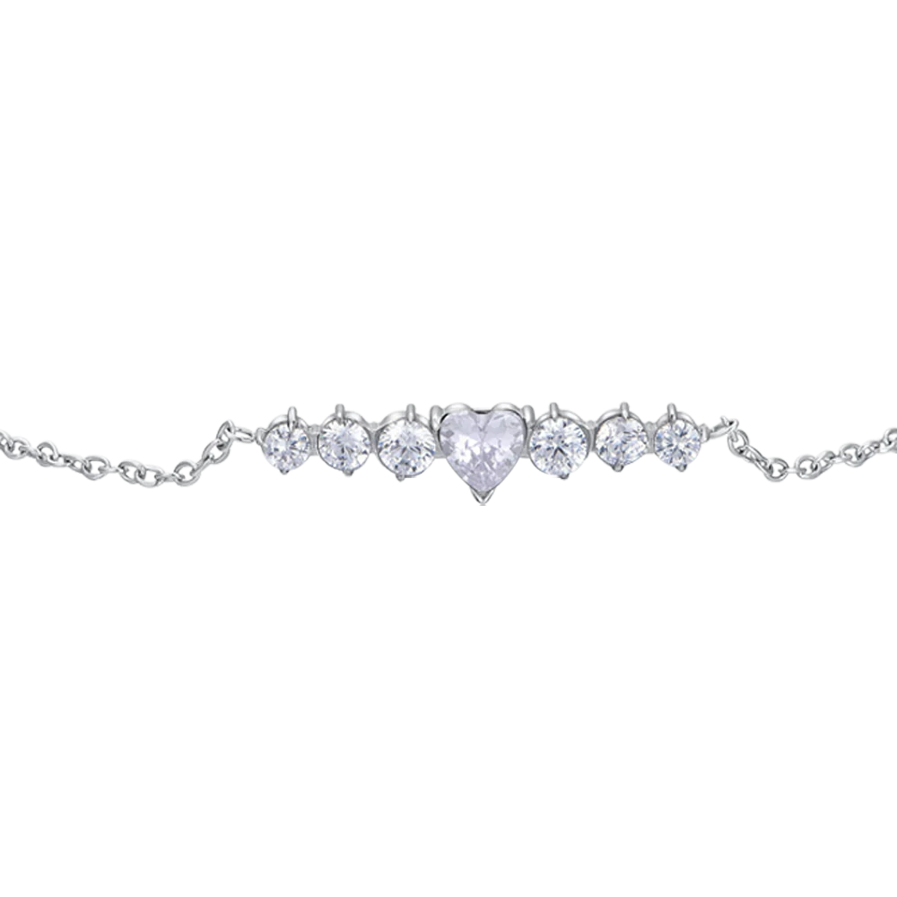 BRACCIALE DONNA IN ACCIAIO CON CUORE E CRISTALLI LUCA BARRA LB BK2772