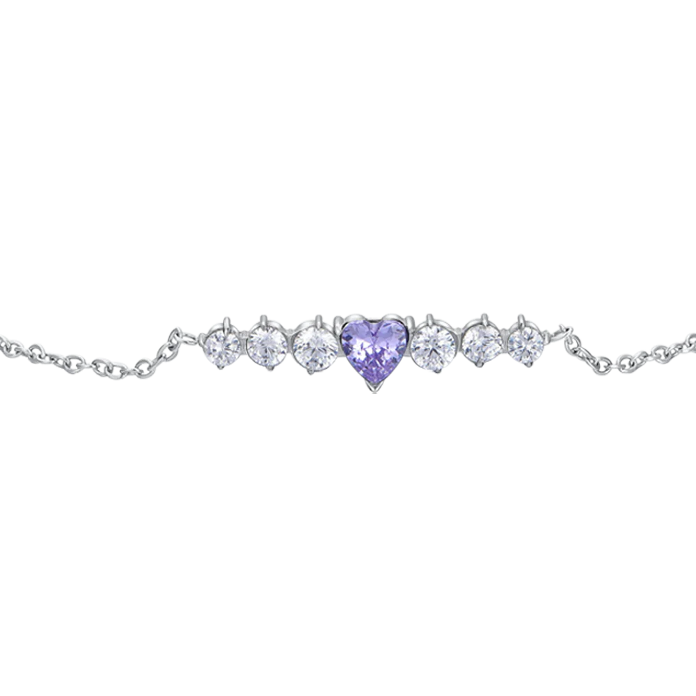 BRACCIALE DONNA IN ACCIAIO CON CUORE VIOLA LB BK2774