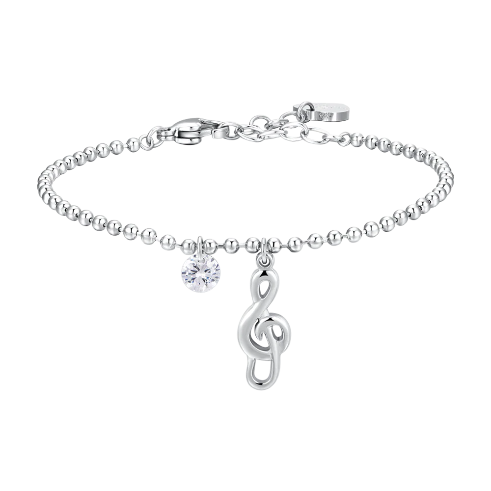 BRACCIALE DONNA IN ACCIAIO CON NOTA MUSICALE E ZIRCONE BIANCO LUCA BARRA LB BK2827