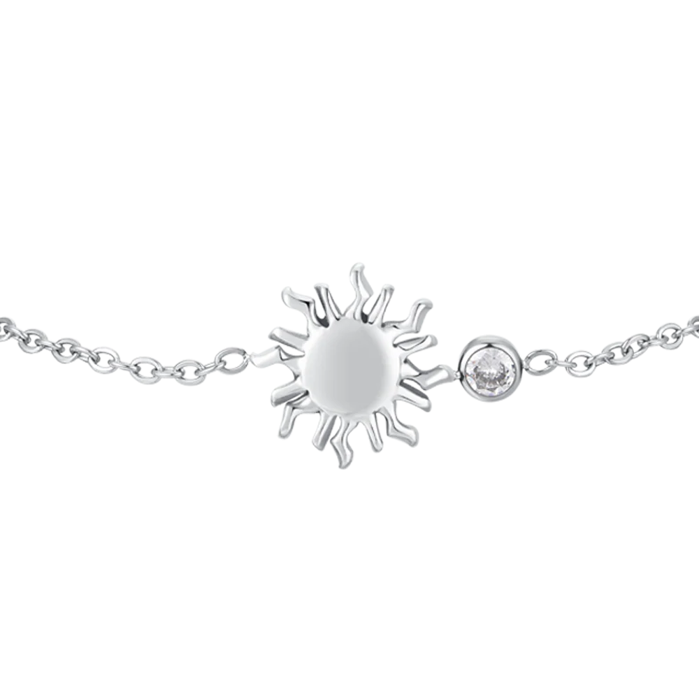 BRACCIALE DONNA IN ACCIAIO CON SOLE E CRISTALLO BIANCO LB BK2830