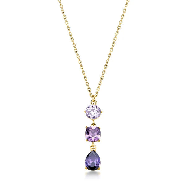 Collana da Donna Brosway in acciaio oro e zirconi viola BROS BI03