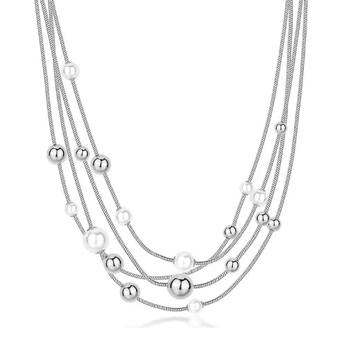 Collana multifilo Brosway in acciaio con sfere e perle BROS BPC50