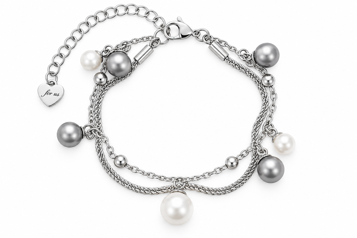 Bracciale da Donna con perle in acciaio 4US Cesare Paciotti 4US 4UBR8757W