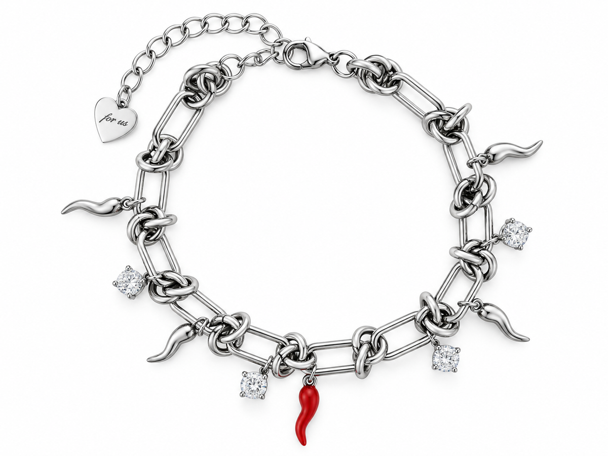 Bracciale da Donna con Cornetto rosso e Zirconi 4US Cesare Paciotti 4US 4UBR8989W