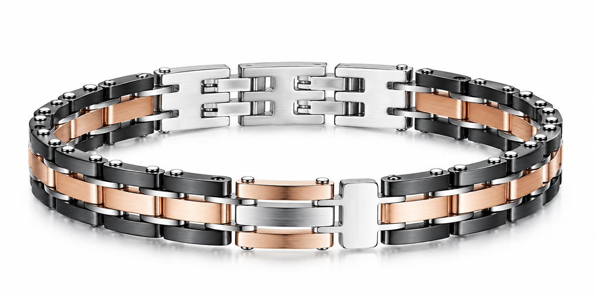 Bracciale da Uomo in Acciaio rosè e ceramica nera Arkano ARK BAC32NR