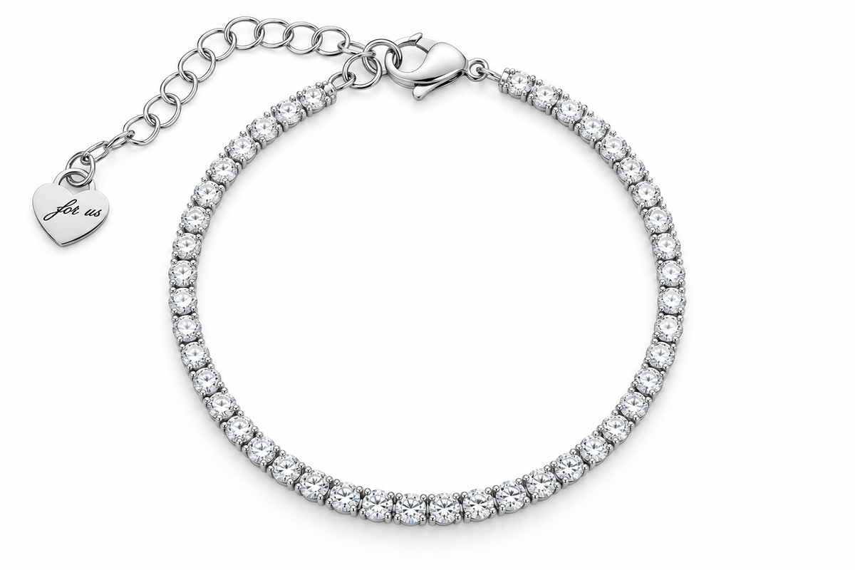 Bracciale da Donna tennis bianco in acciaio 4US Cesare Paciotti 4US 4UBR9019W