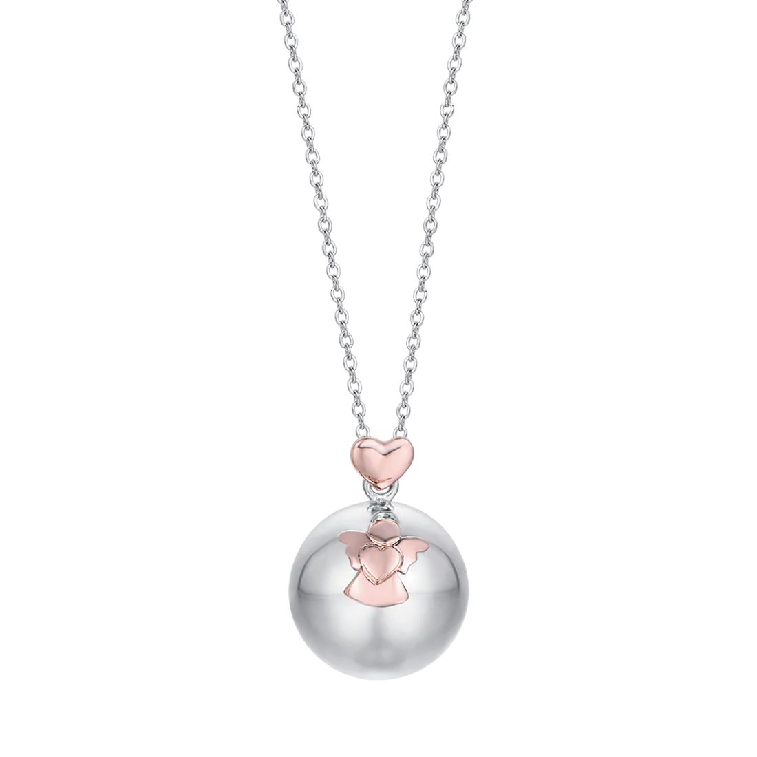 COLLANA CHIAMA ANGELI CON ANGELO E CUORE IN ACCIAIO LUCA BARRA LB CK1464