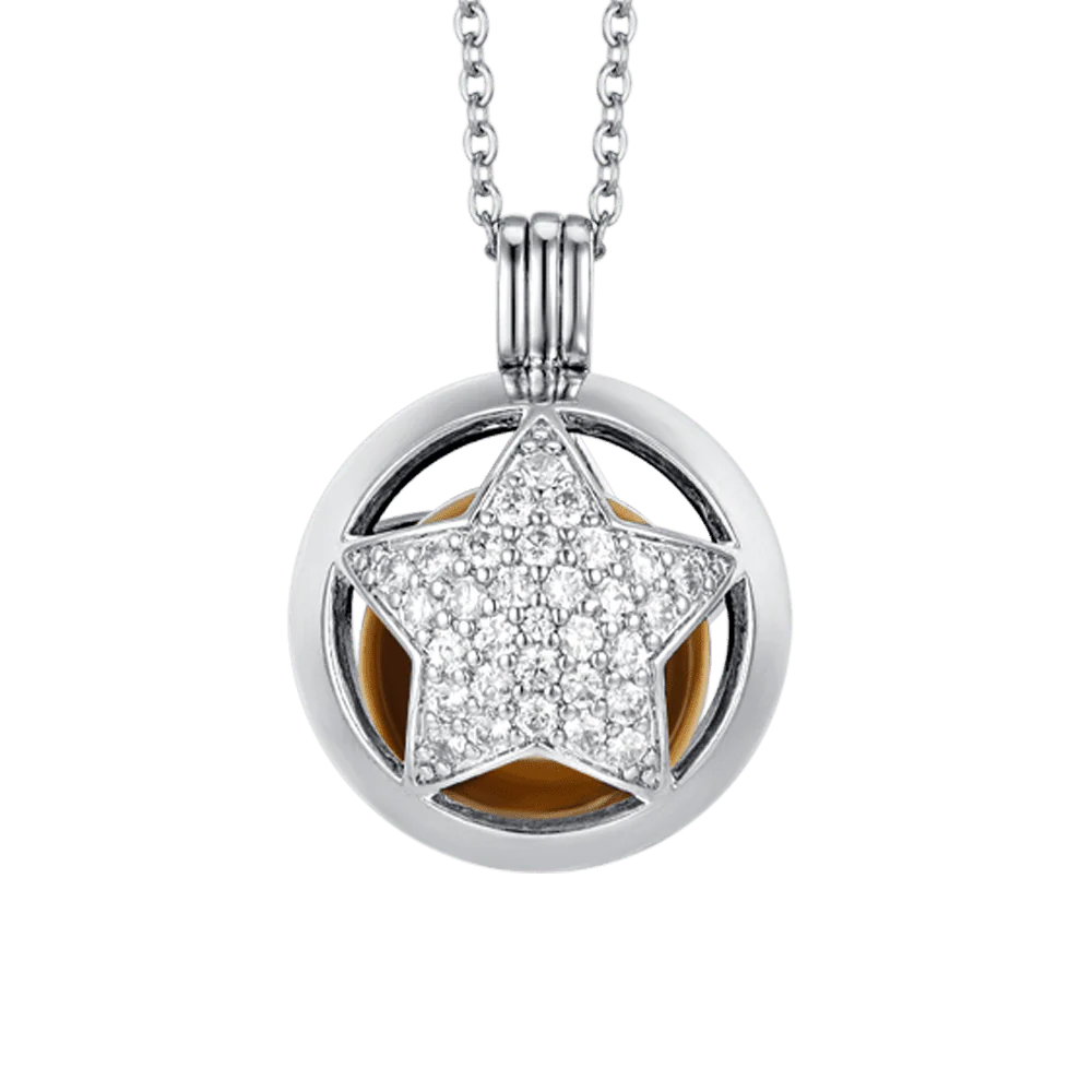 COLLANA CHIAMA ANGELI IN ACCIAIO CON STELLA CON CRISTALLI BIANCHI LUCA BARRA LB CK1928