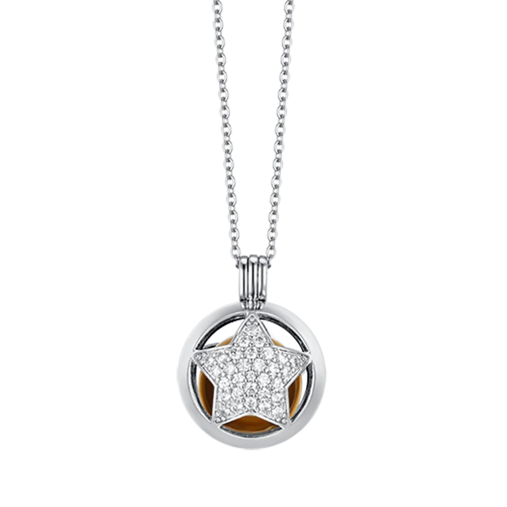 COLLANA CHIAMA ANGELI IN ACCIAIO CON STELLA CON CRISTALLI BIANCHI LUCA BARRA LB CK1928