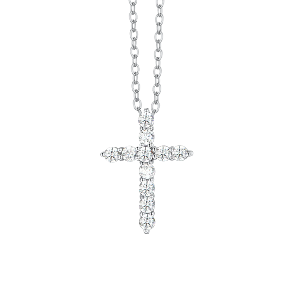 COLLANA DONNA IN ACCIAIO CROCE ZIRCONI BIANCHI LUCA BARRA LB CK2020