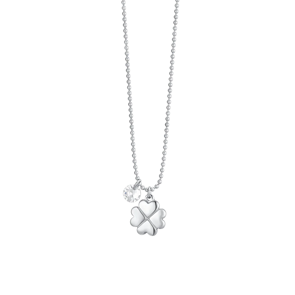 COLLANA DONNA IN ACCIAIO QUADRIFOGLIO E ZIRCONE LUCA BARRA LB CK2056